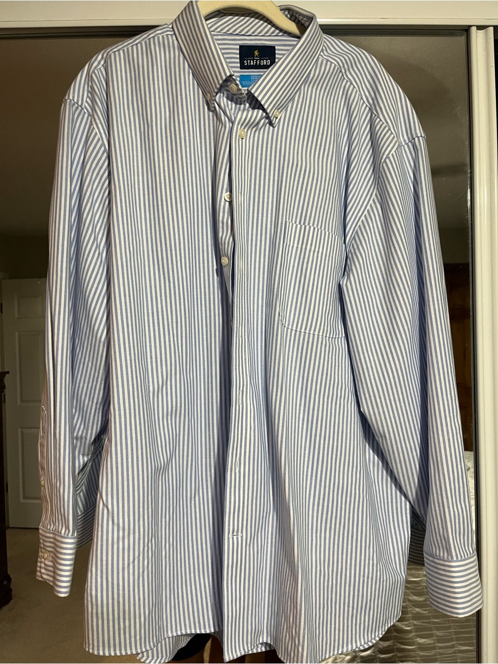 NWOT Stafford Men’s Blue Stripe Button-Down Dress Shirt